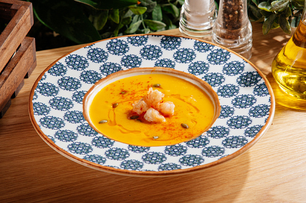 Креветки к тыквенному супу фотография блюда